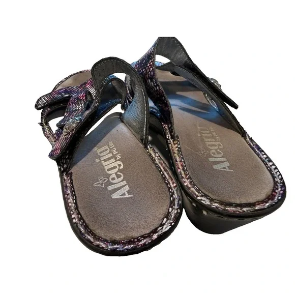 Alegria Women's Sandals 38 US‎ 8 Purple Black Wedge Comfort Adjustable Straps - Picture 6 of 9